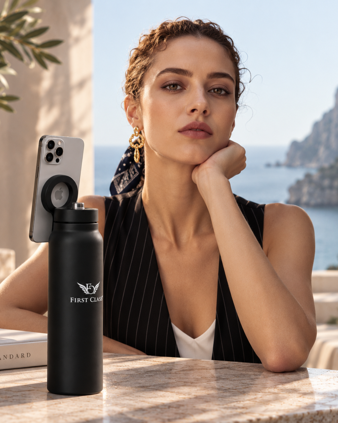 First Class magnetic bottle by the coast